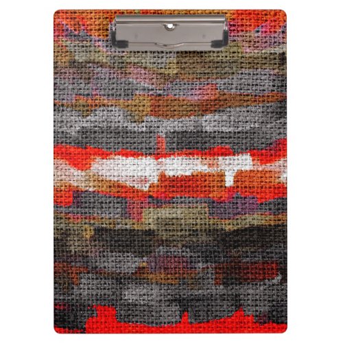 Abstract Color Paint Brush Rustic Burlap 9 Clipboard