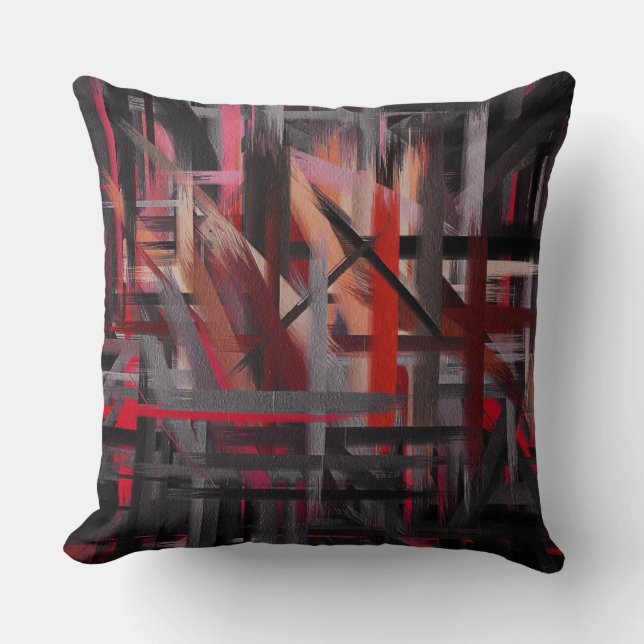 Abstract Color Paint Brush Stroke #12 Throw Pillow (Front)