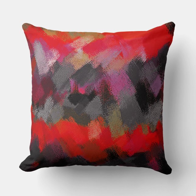 Abstract Color Paint Brush Stroke Throw Pillow (Front)