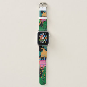 Abstract color pattern in graffiti style quality v apple watch band