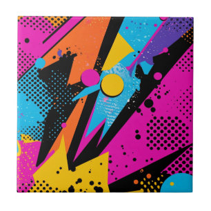 Abstract Color Splash in Retro Comic Style (1) Ceramic Tile