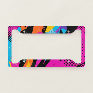 Abstract Color Splash in Retro Comic Style (1) License Plate Frame