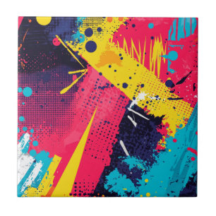 Abstract Color Splash in Retro Comic Style (2) Ceramic Tile
