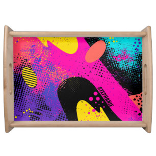 Abstract Color Splash in Retro Comic Style (3) Serving Tray