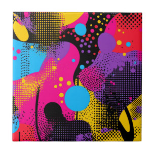 Abstract Color Splash in Retro Comic Style (4) Ceramic Tile