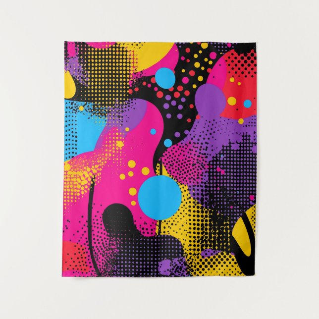 Abstract Color Splash in Retro Comic Style (4) Tapestry (Front)