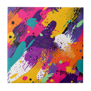 Abstract Color Splash in Retro Comic Style (5) Ceramic Tile
