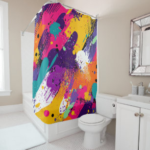 Abstract Color Splash in Retro Comic Style (5) Shower Curtain