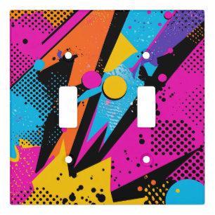 Abstract Color Splash in Retro Comic Style Light Switch Cover