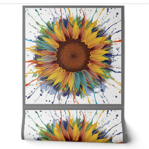Abstract Color Splash Sunflower Art Design Wallpaper