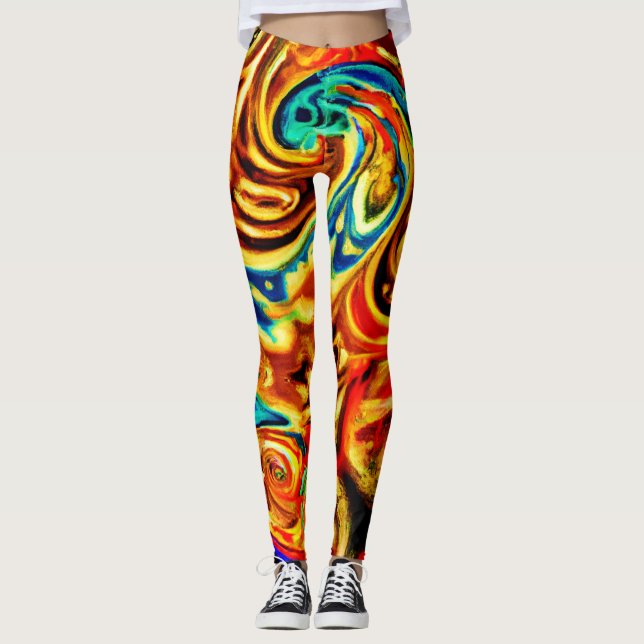 Abstract Color Splashes Leggings (Front)