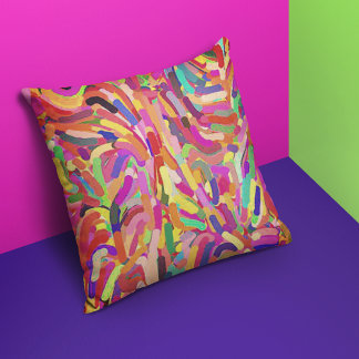 Abstract Color Strokes Throw Pillow