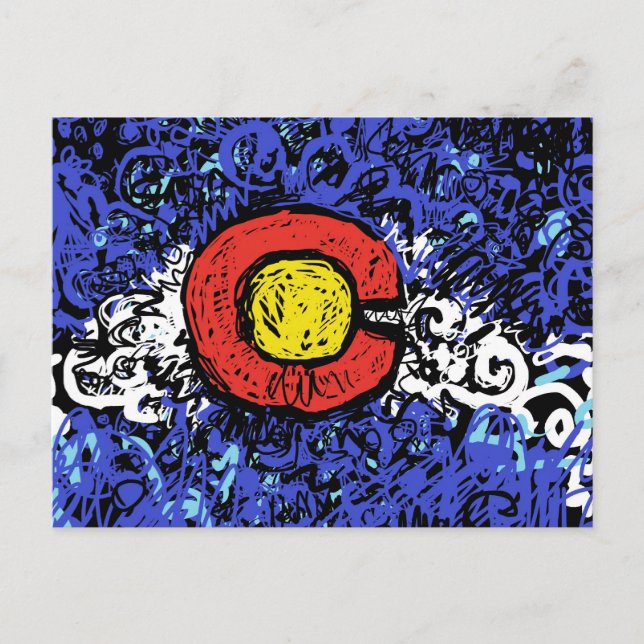 Abstract Colorado Flag Postcard (Front)