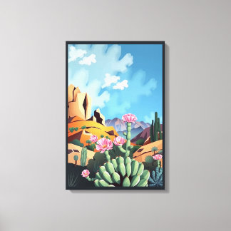 Abstract Colorado Mountains Desert Cactus Canvas Print