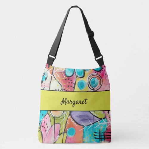 Abstract Colorblock Customize Pink Blue Red Green Crossbody Bag