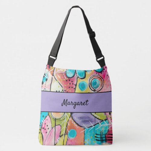 Abstract Colorblock Customize Pink Blue Red Purple Crossbody Bag