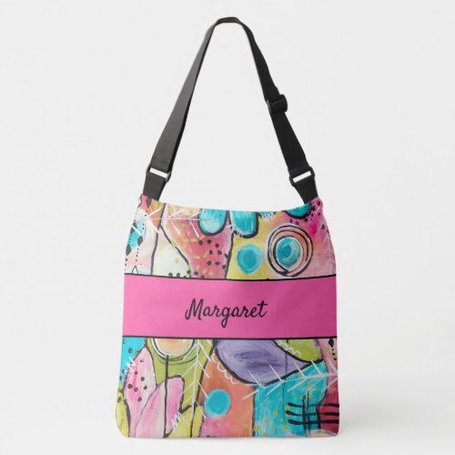 Abstract Colorblock Customize Pink Blue Red Yellow Crossbody Bag