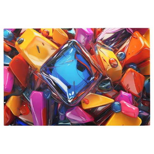 Abstract Colored Cubes Modern Dcor Metal Print
