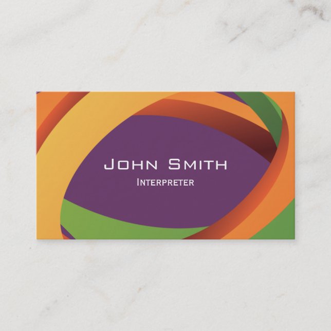 Abstract Colored Curves Interpreter Business Card (Front)
