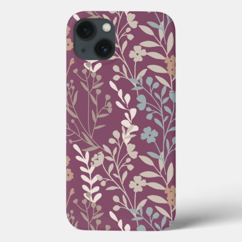 Abstract Colored Leaves Flowers iPhone 13 Case