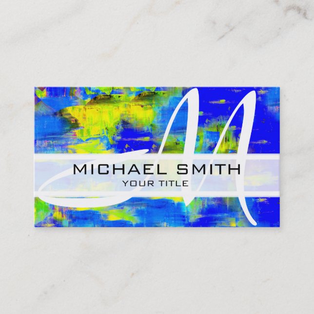 Abstract Colored Modern Monogram #12 Business Card (Front)