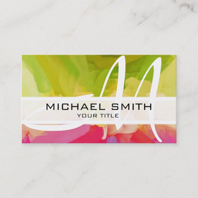 Abstract Colored Modern Monogram #18 Business Card (Front)