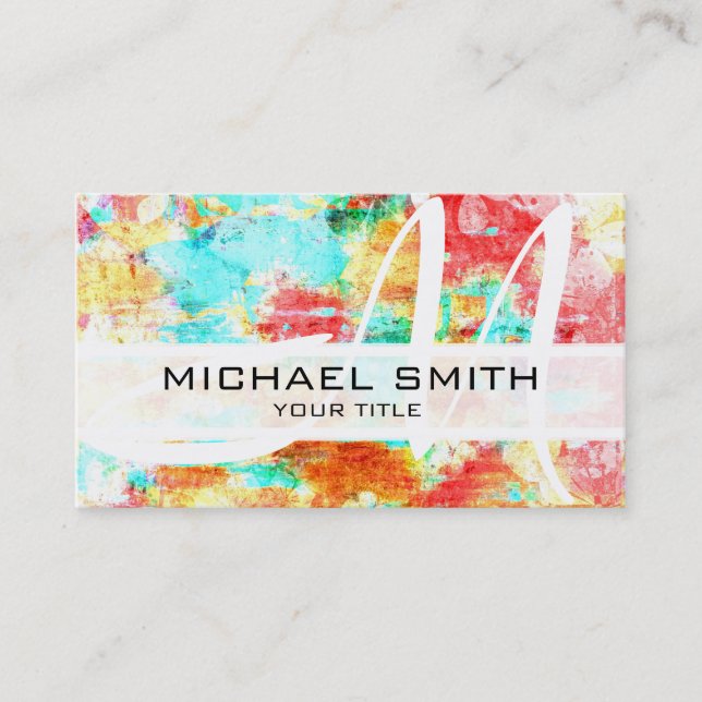 Abstract Colored Modern Monogram #9 Business Card (Front)