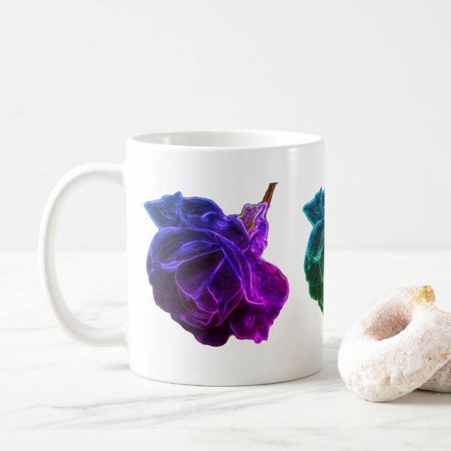 Abstract Colored Roses  Coffee Mug (With Donut)