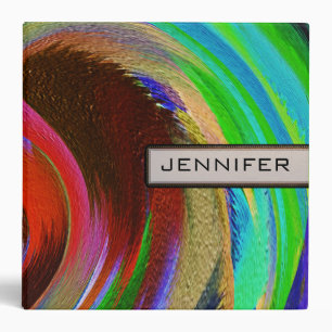 Abstract Colored Swirl Art Background #15 3 Ring Binder