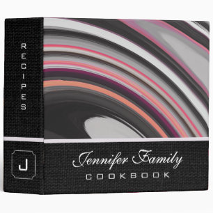 Abstract Colored Swirl Cookbook Burlap Look #15 Binder