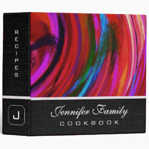 Abstract Colored Swirl Cookbook Burlap Look #25 Binder