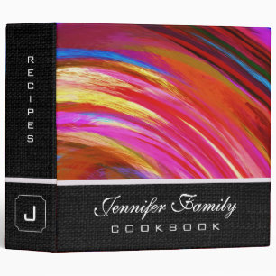 Abstract Colored Swirl Cookbook Burlap Look #26 Binder