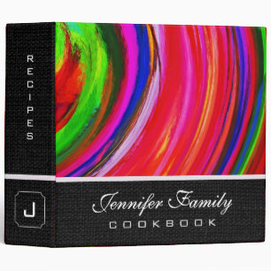Abstract Colored Swirl Cookbook Burlap Look #31 Binder