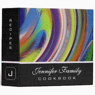 Abstract Colored Swirl Cookbook Burlap Look #38 3 Ring Binder