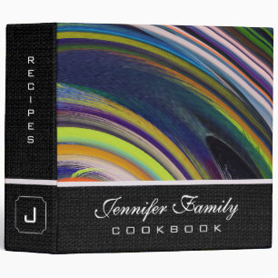 Abstract Colored Swirl Cookbook Burlap Look #39 Binder