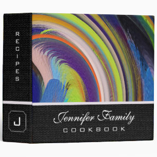 Abstract Colored Swirl Cookbook Burlap Look #40 3 Ring Binder