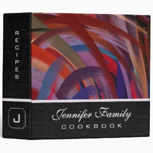 Abstract Colored Swirl Cookbook Burlap Look #43 Binder