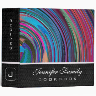 Abstract Colored Swirl Cookbook Burlap Look #46 Binder