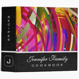 Abstract Colored Swirl Cookbook Burlap Look #50 3 Ring Binder