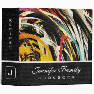 Abstract Colored Swirl Cookbook Burlap Look #53 Binder
