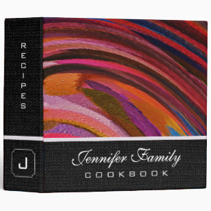 Abstract Colored Swirl Cookbook Burlap Look #64 Binder