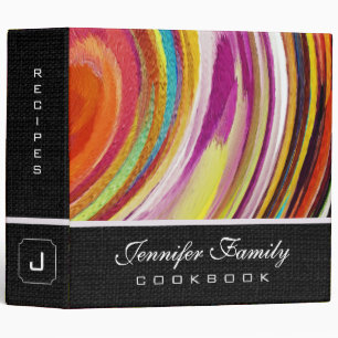 Abstract Colored Swirl Cookbook Burlap Look #66 Binder
