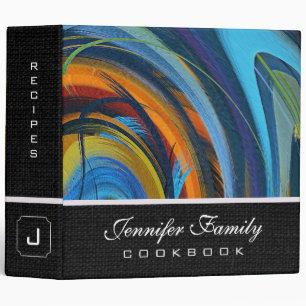 Abstract Colored Swirl Cookbook Burlap Look #75 Binder