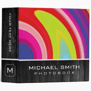 Abstract Colored Swirl Photo Books Wood Look Binder