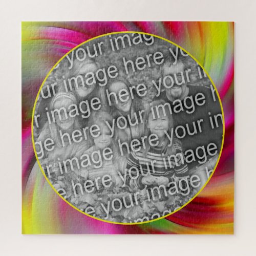 Abstract Colored Swirls Frame Add Your Photo Jigsaw Puzzle