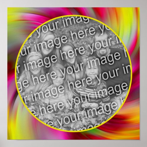 Abstract Colored Swirls Frame Add Your Photo Poster