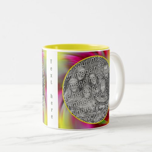 Abstract Colored Swirls Frame Add Your Photo Two_Tone Coffee Mug