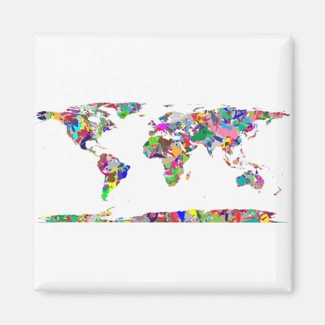 Abstract Colored World Map 2 Magnet (Front)