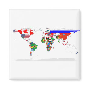 Abstract Colored World Map Magnet