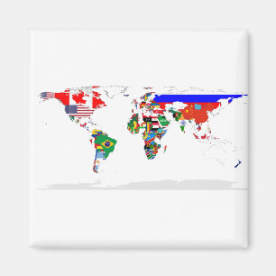 Abstract Colored World Map Magnet